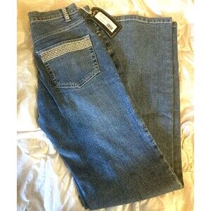 Christine Alexander Million Dollar  Blue Jeans NWT  sz 2 28x32 Crystal Embelish